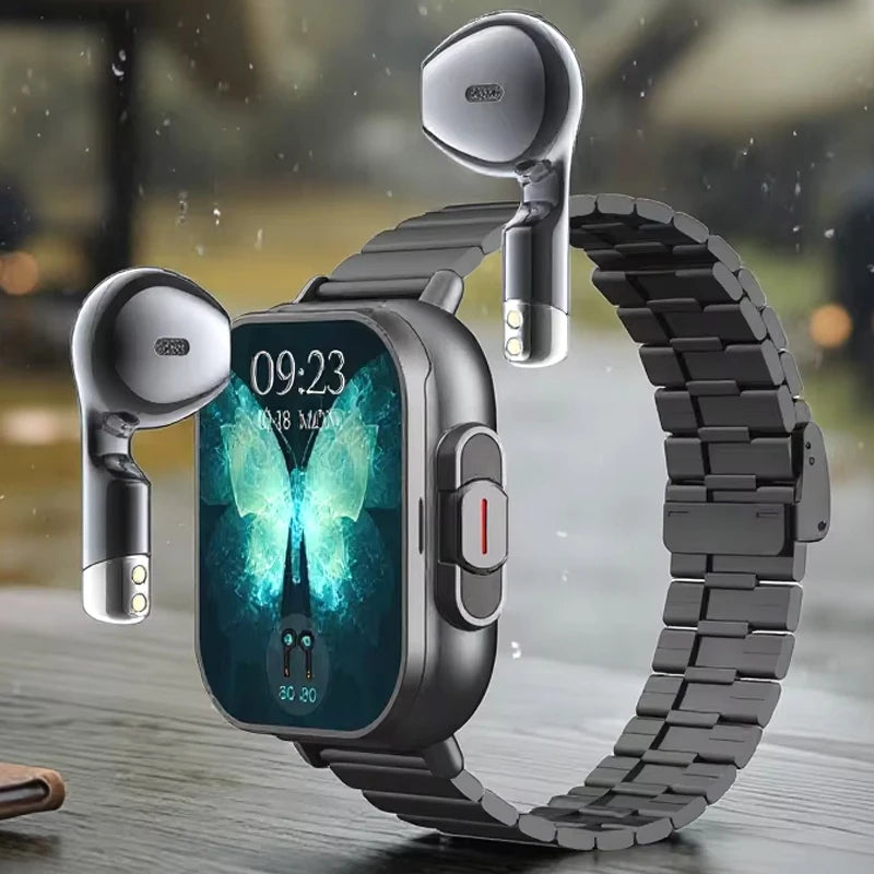 montre connectée sport homme avec écouteurs tws 2 en 1