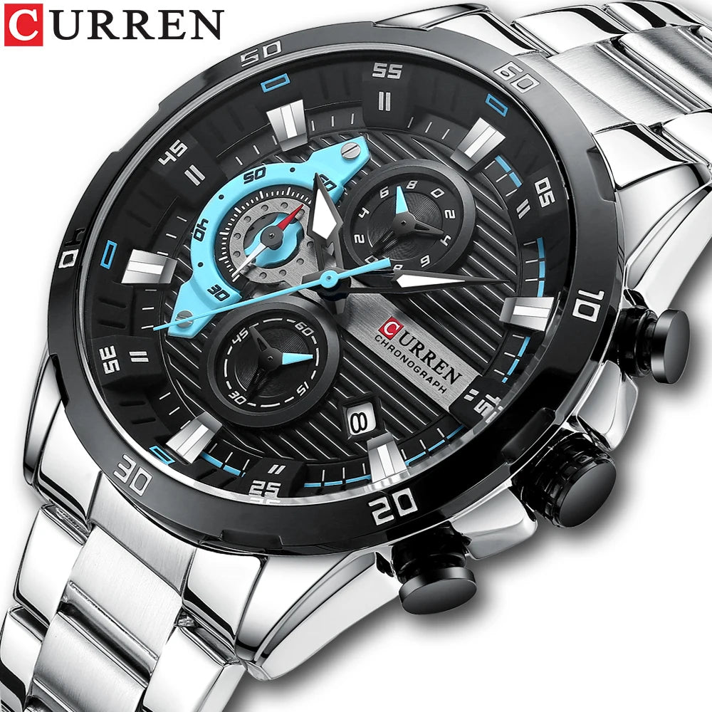 curren 8402 nouvelle montre homme a quartz bracelet en acier inoxydable