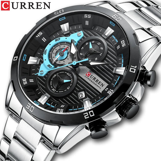 curren 8402 nouvelle montre homme a quartz bracelet en acier inoxydable
