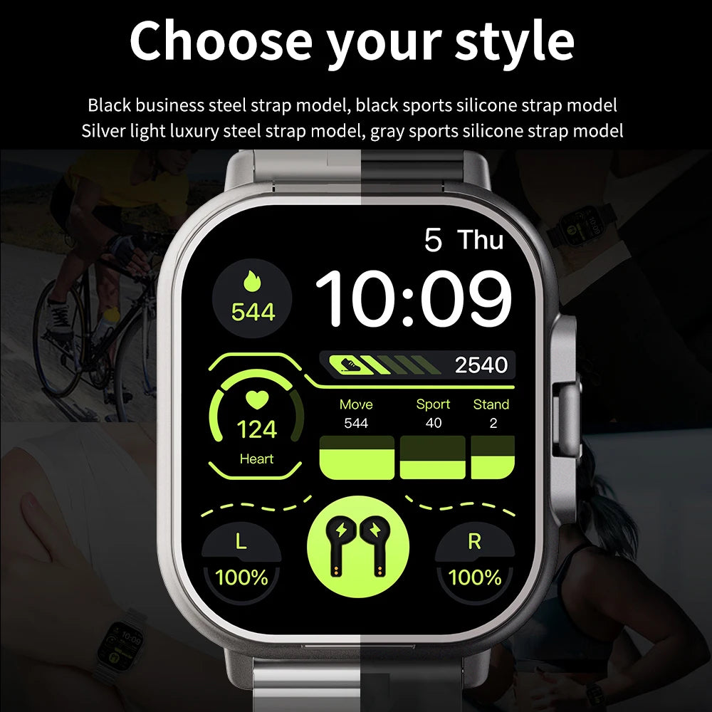 montre connectée sport homme avec écouteurs tws 2 en 1