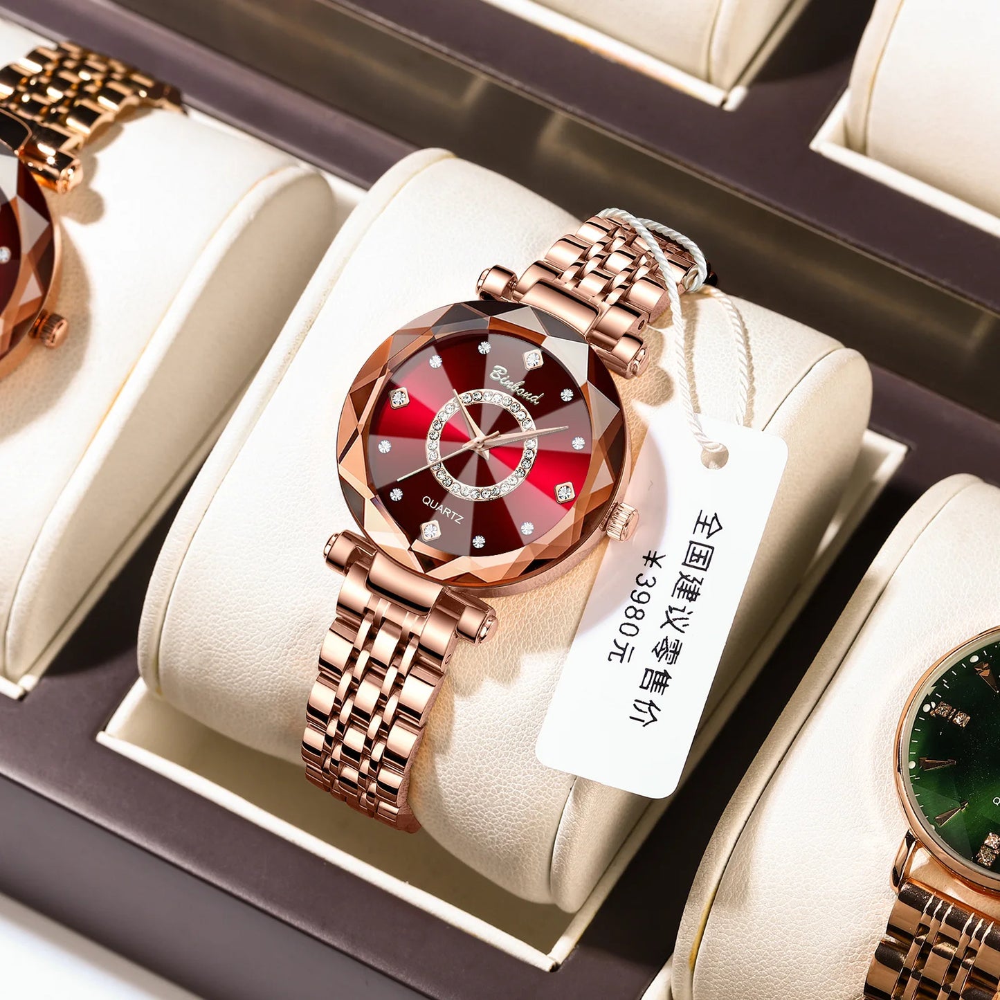 binbond montre pour femme sky diamond face (rouge)