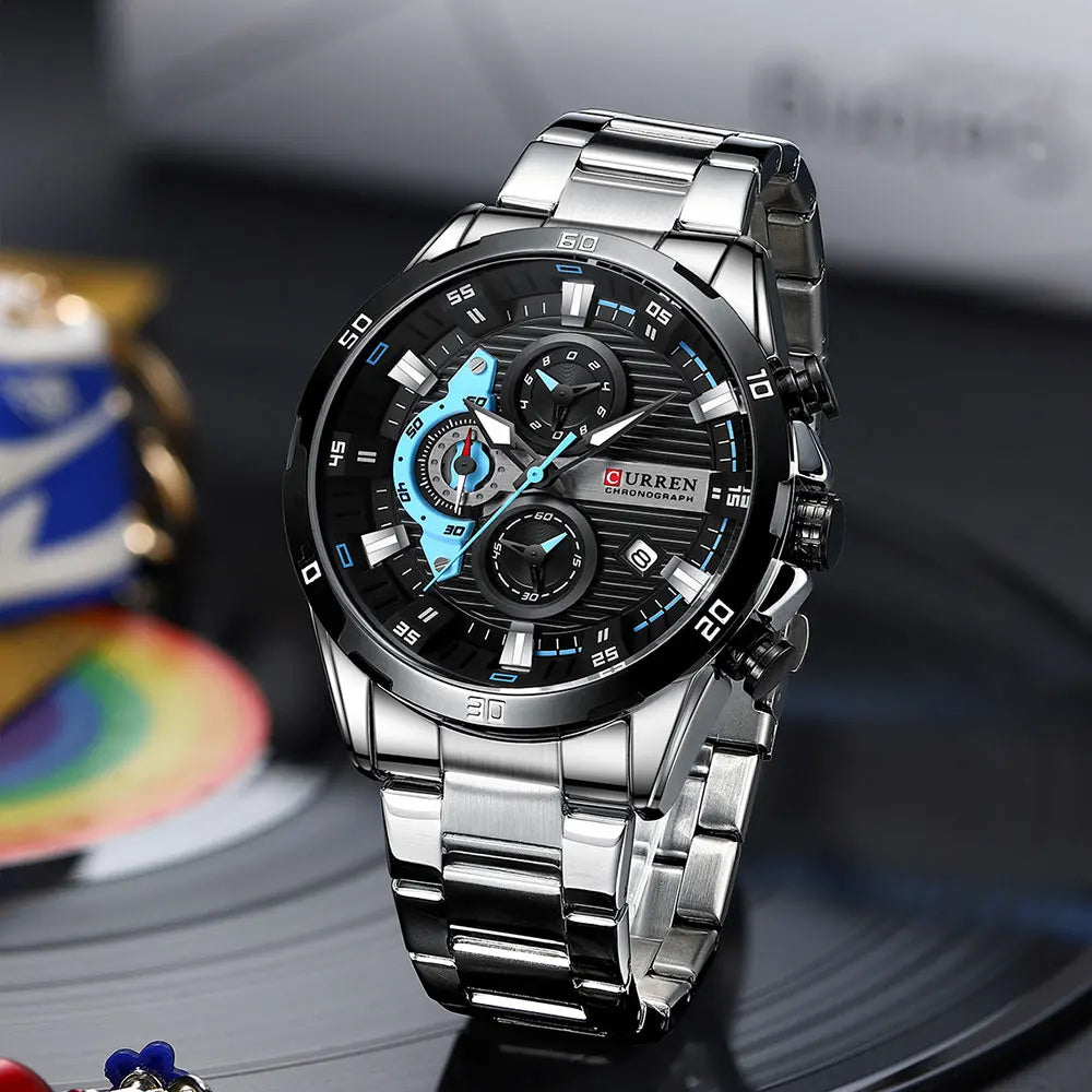 curren 8402 nouvelle montre homme a quartz bracelet en acier inoxydable