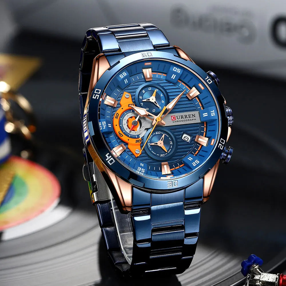 curren 8402 nouvelle montre homme a quartz bracelet en acier inoxydable